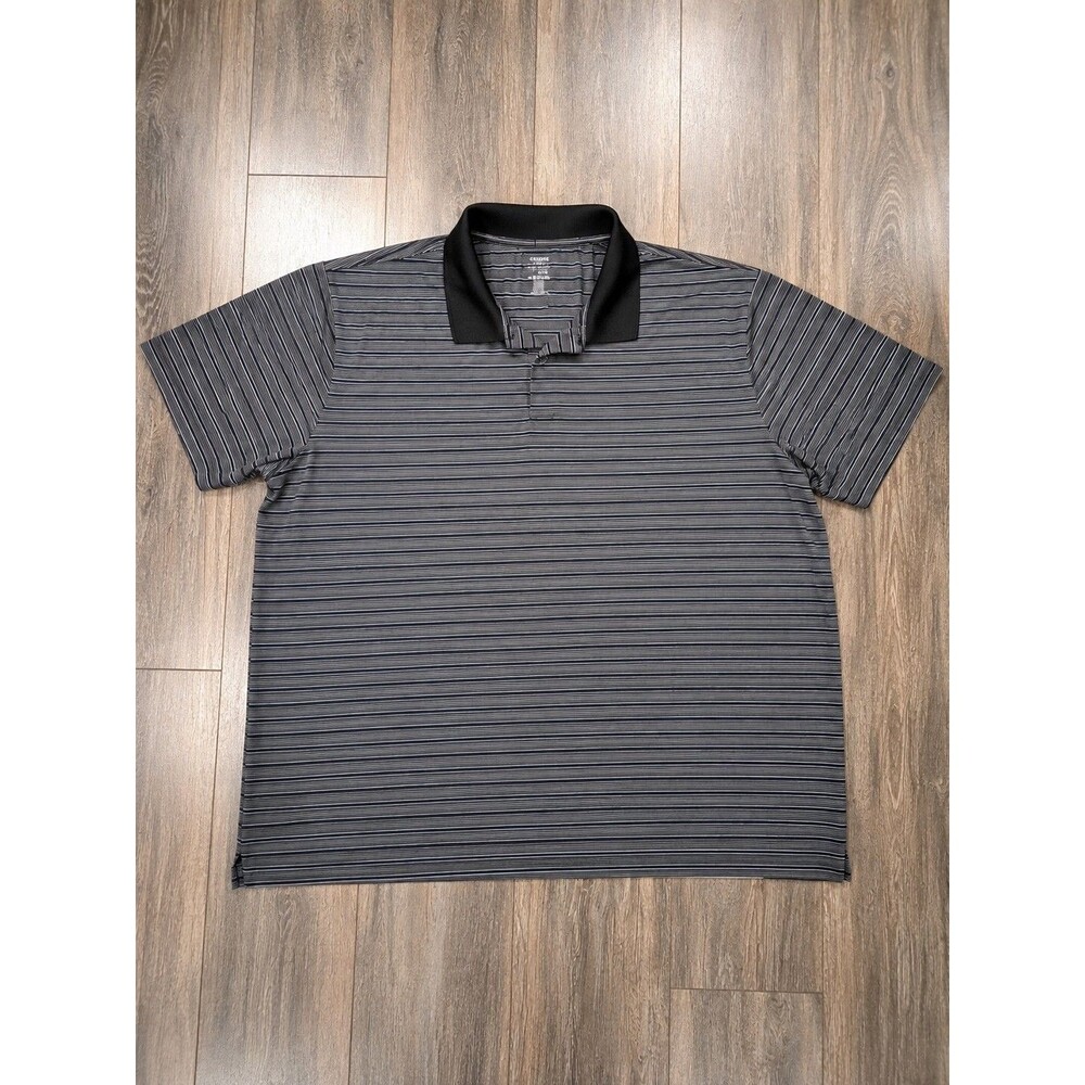 Reebok Golf Polo Shirt Mens 4XL Black Gray Striped Performance Big Tall